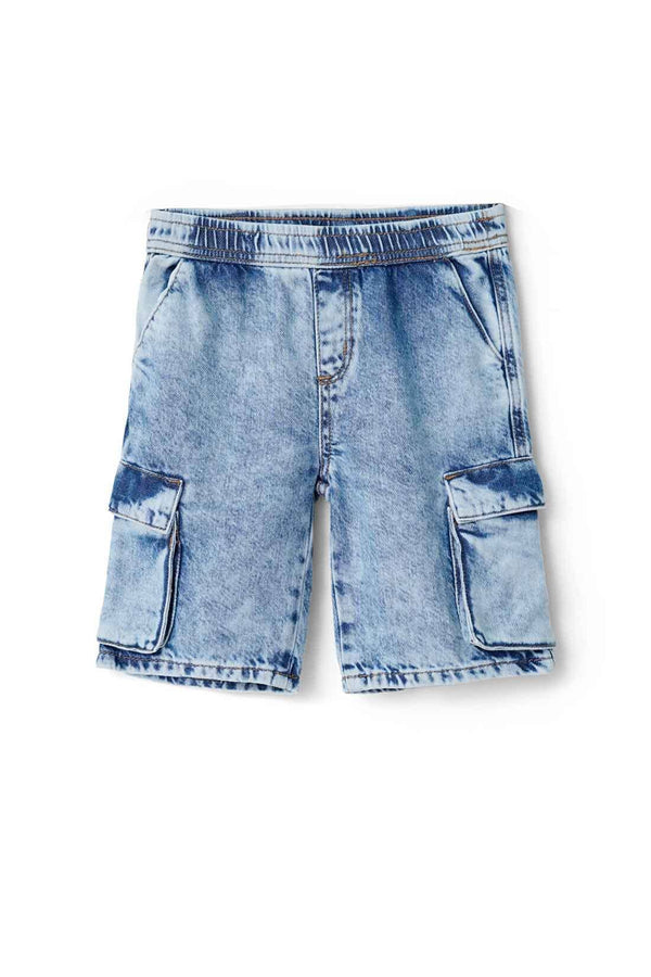 elo GS Girl's Cargo Washed Denim Shorts Washed Blue