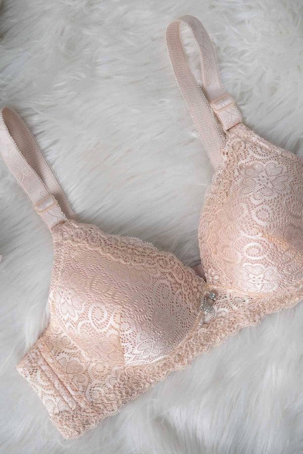 Elo Hanjin Women's Floral Lace Foam Padded Bra Black