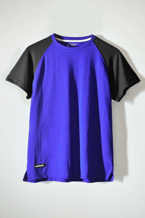 Elo Harrods Men's Contrast Sleeve Style Crew Neck Tee Shirt Chocolate