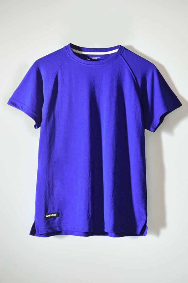 Elo Harrods Men's Raglan Sleeve Solid Design Tee Shirt Royal