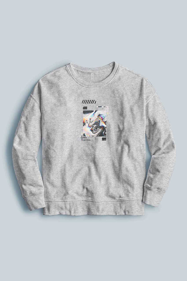 Elo HAS Apparel Men's Abstract Printed Long Sleeve Sweat Shirt Heather Grey
