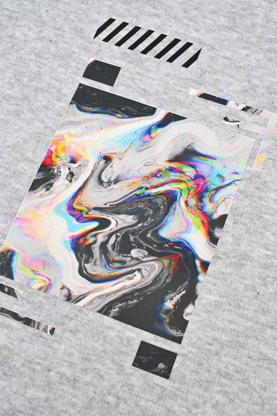 Elo HAS Apparel Men's Abstract Printed Long Sleeve Sweat Shirt Heather Grey