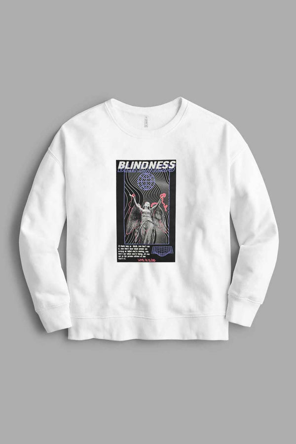 Elo HAS Apparel Men's Blindness Printed Long Sleeve Sweat Shirt White