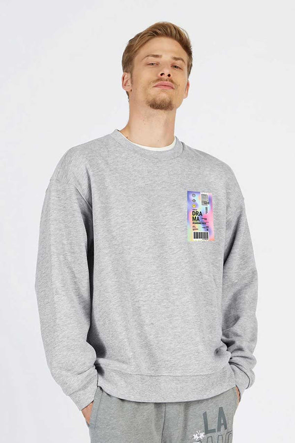 elo HAS Apparel Men's Drama Printed Long Sleeve Sweat Shirt Heather Grey
