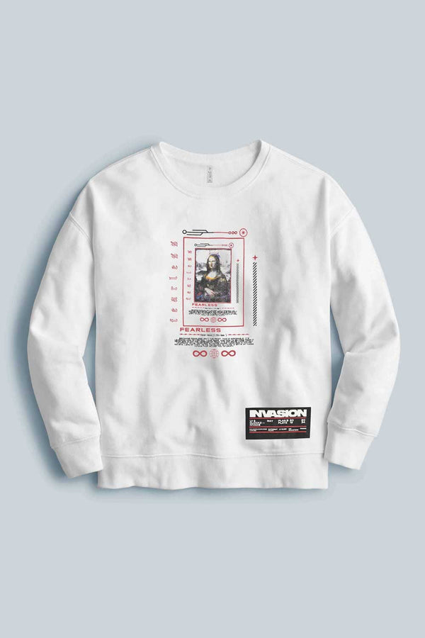 Elo HAS Apparel Men's Fearless Printed Long Sleeve Sweat Shirt White