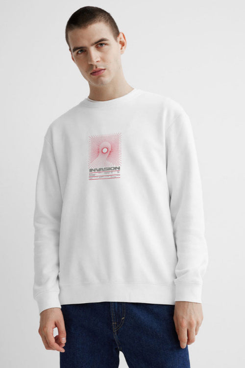 elo HAS Apparel Men's Invasion Printed Long Sleeve Sweat Shirt White