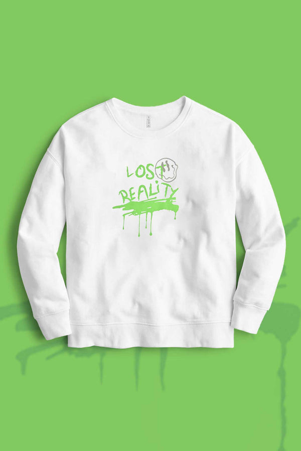 Elo HAS Apparel Men's Lost Reality Printed Long Sleeve Sweat Shirt White