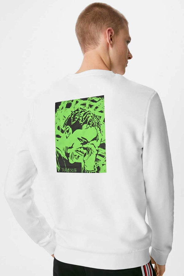 elo HAS Apparel Men's Lost Reality Printed Long Sleeve Sweat Shirt White