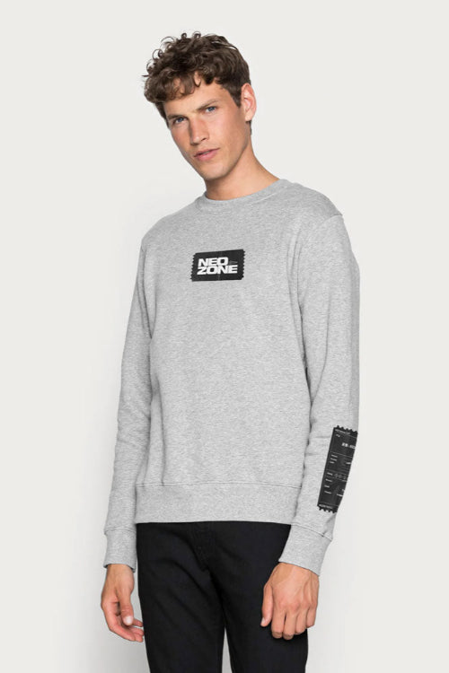 elo HAS Apparel Men's Neo Zone Printed Long Sleeve Sweat Shirt Heather Grey
