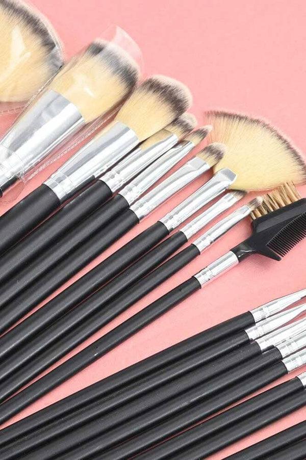 Elo High Grade Makeup Brush Kit Set With Pouch - Pack Of 21 Silver & Purple