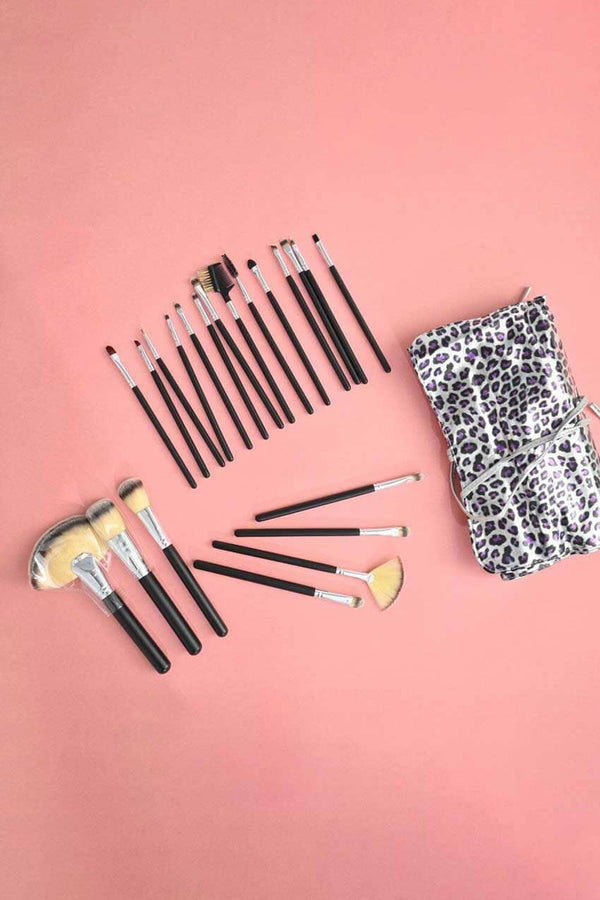 elo High Grade Makeup Brush Kit Set With Pouch - Pack Of 21 Silver & Purple