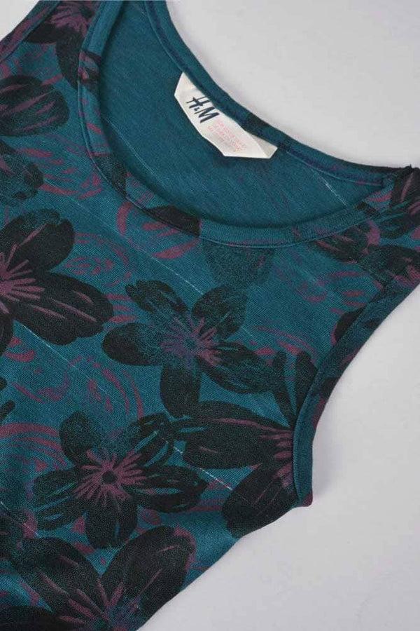 Elo HM Girl's Enchanting Floral Sleeveless Flare Dress Zinc