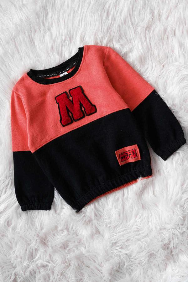 elo HM Kid's Mickey Mouse Fleece Sweatshirt Black & Coral