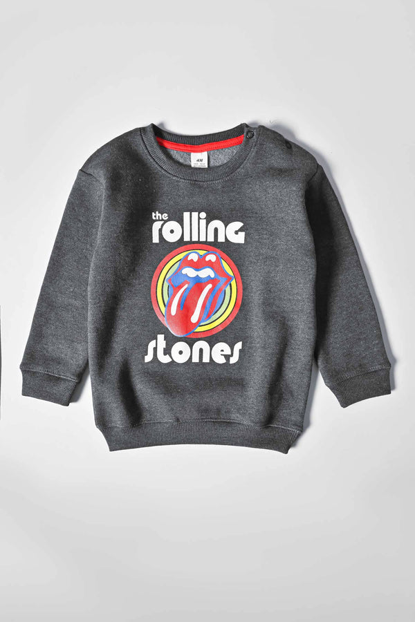 Elo HM Kid's Rolling Stones Printed Terry Sweat Shirt Charcoal