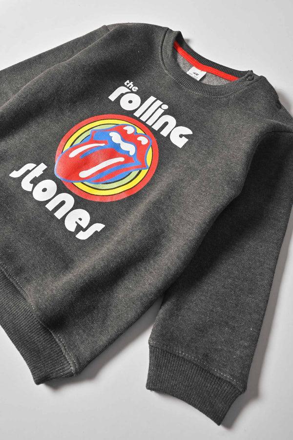 Elo HM Kid's Rolling Stones Printed Terry Sweat Shirt Charcoal