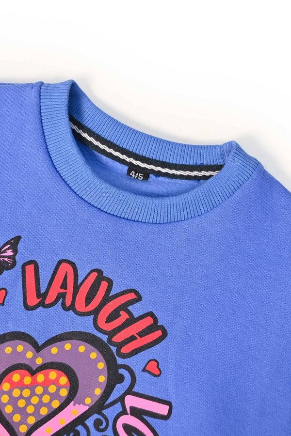 Elo HM Kid's Smile Laugh Love Printed Fleece Sweatshirt Pink & Blue