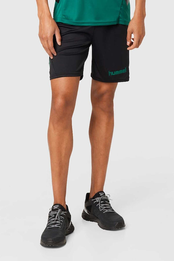 elo HML Boy's Down Arrow Activewear Shorts Black & Bottle Green