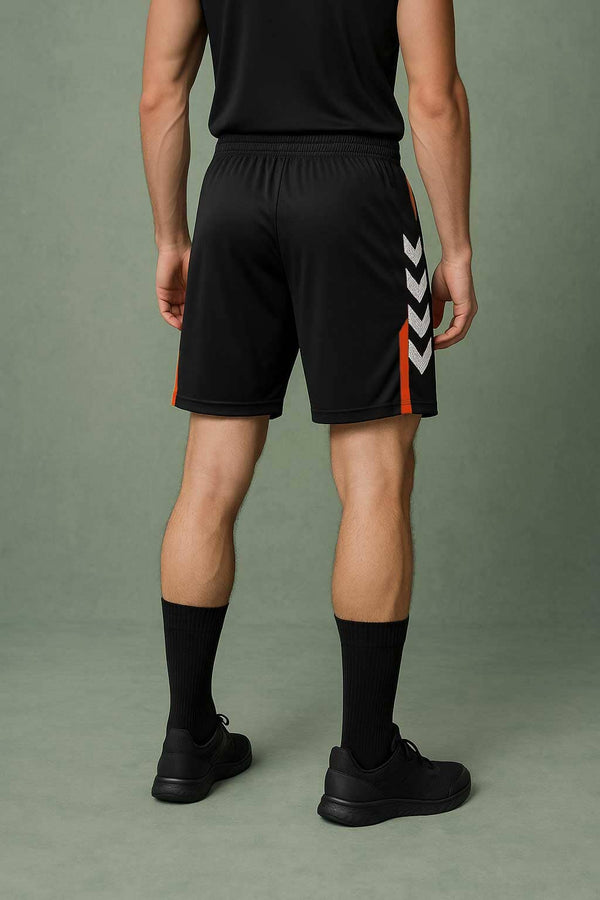 Elo HML Men's Dotted Arrow Activewear Shorts Black & Orange