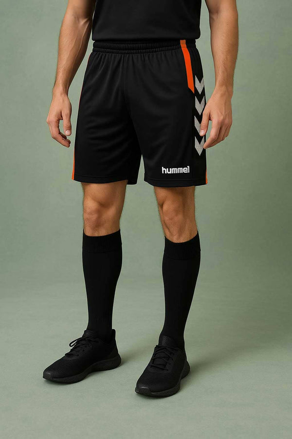 elo HML Men's Dotted Arrow Activewear Shorts Black & Orange