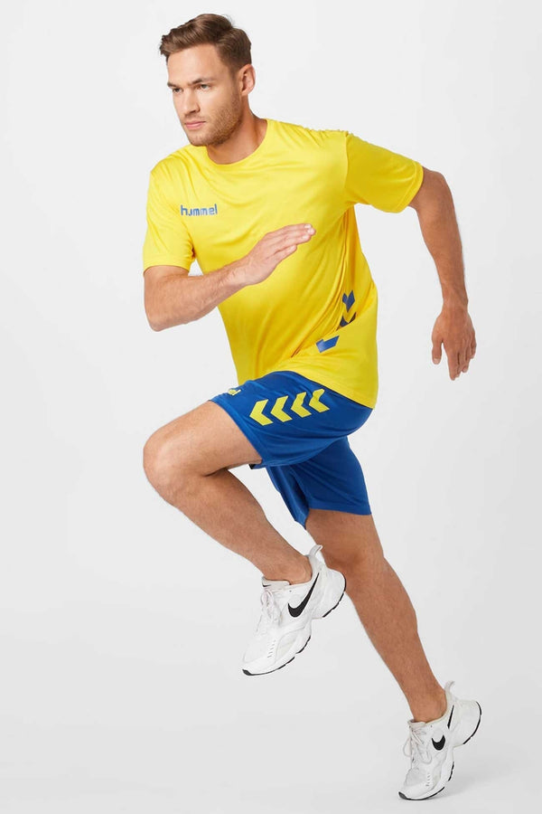 Elo HML Men's Down Arrow Activewear Shorts Royal & Yellow