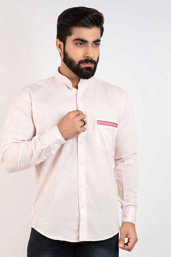 Elo Hopio Men's Haradok Mandarin Collar Style Casual Shirt Light Pink