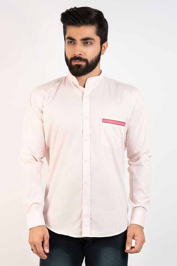 Elo Hopio Men's Haradok Mandarin Collar Style Casual Shirt Light Pink