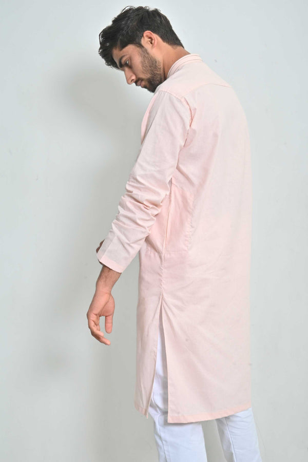 Elo Hud Hud Men's Herstal Mandarin Collar Stitched Kurta Grey