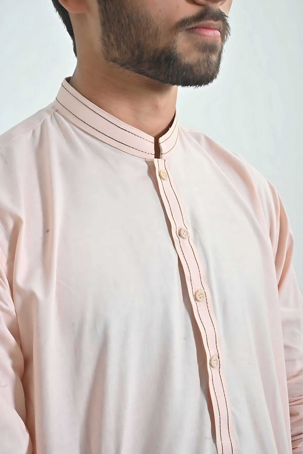 Elo Hud Hud Men's Herstal Mandarin Collar Stitched Kurta Grey