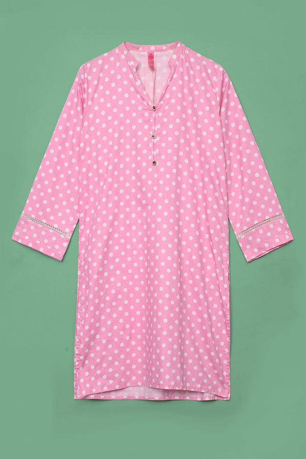 Elo Hud Hud Women's Dots Printed V Neck Style Stitched Kurti Grey