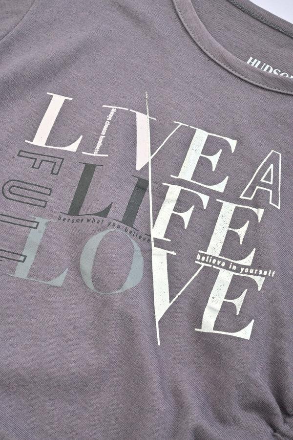 Elo Hudson Girl's Live A Life Full Of Love Printed Tee Shirt