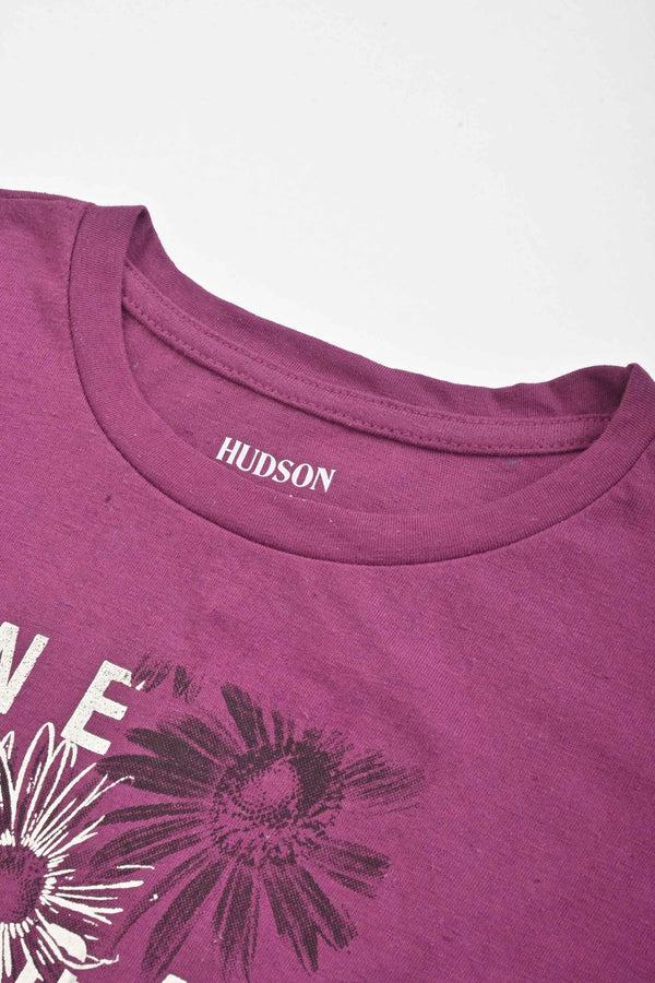 Elo Hudson Girl's One Day At Time Printed Tee Shirt Purple