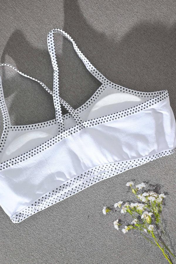 Elo Huimei Girl's/Women's Polka Dots Printed Bidi Bra Off White