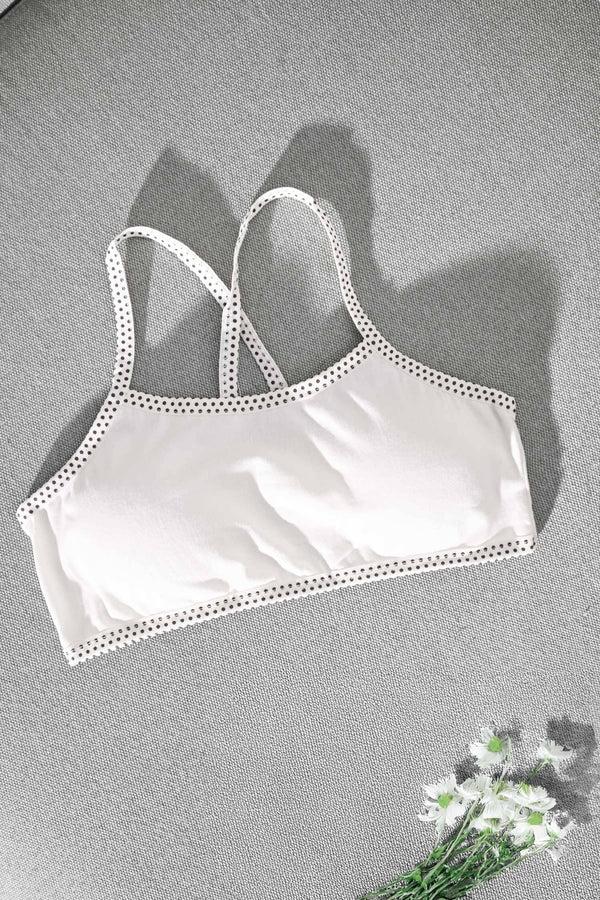 elo Huimei Girl's/Women's Polka Dots Printed Bidi Bra Off White