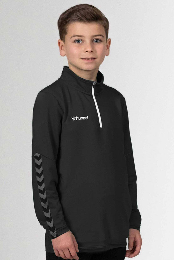 elo Hummel Boy's Arrow Arm Printed Quarter Zipper Sports Sweat Shirt Black