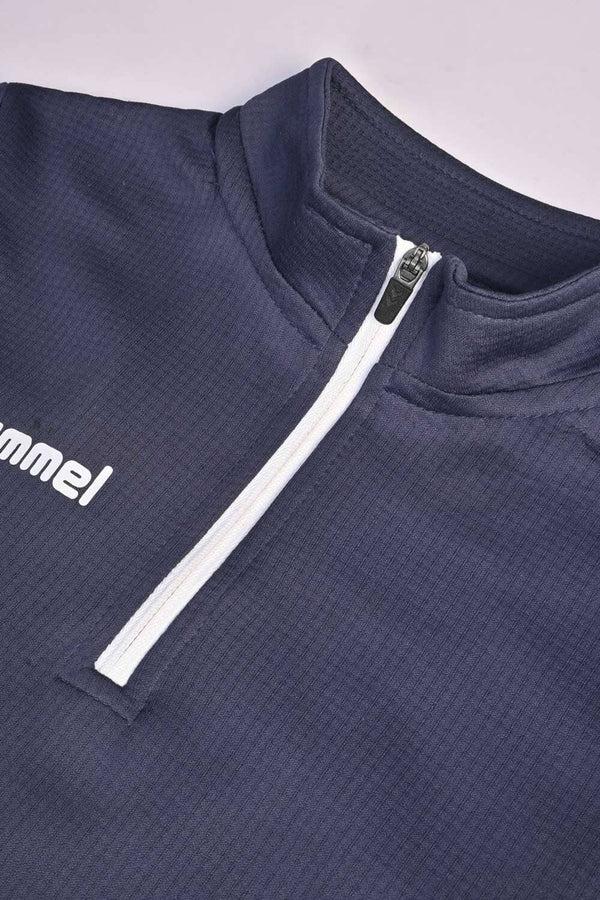 Elo Hummel Boy's Arrow Arm Printed Quarter Zipper Sweat Shirt Navy