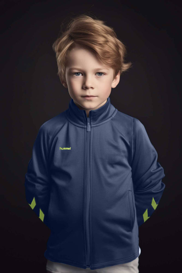 Elo Hummel Boy's Arrow Printed Sports Zipper Jacket Turquoise