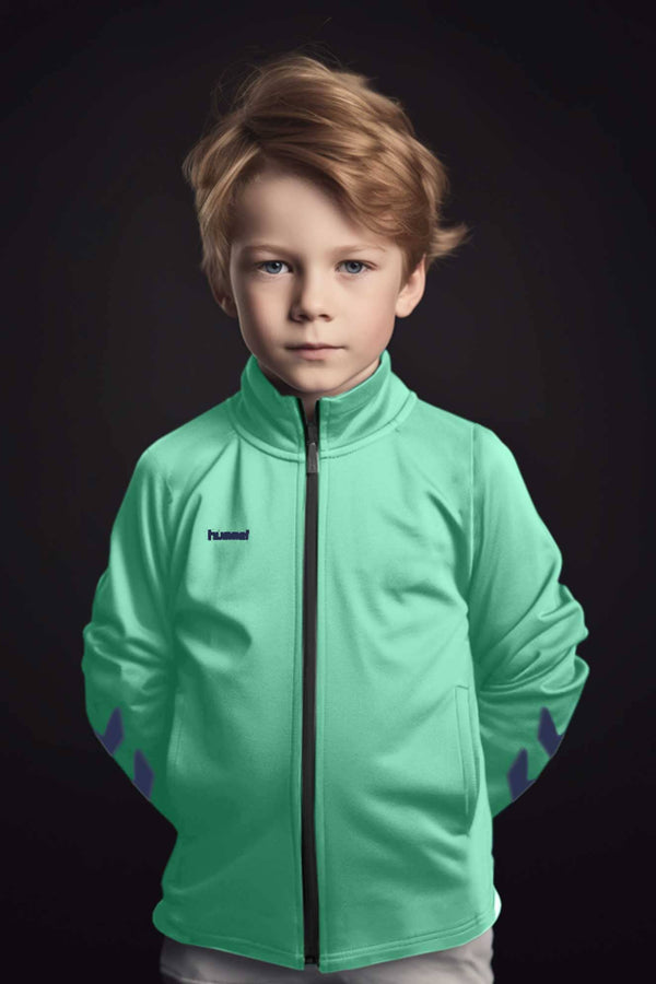 elo Hummel Boy's Arrow Printed Sports Zipper Jacket Turquoise