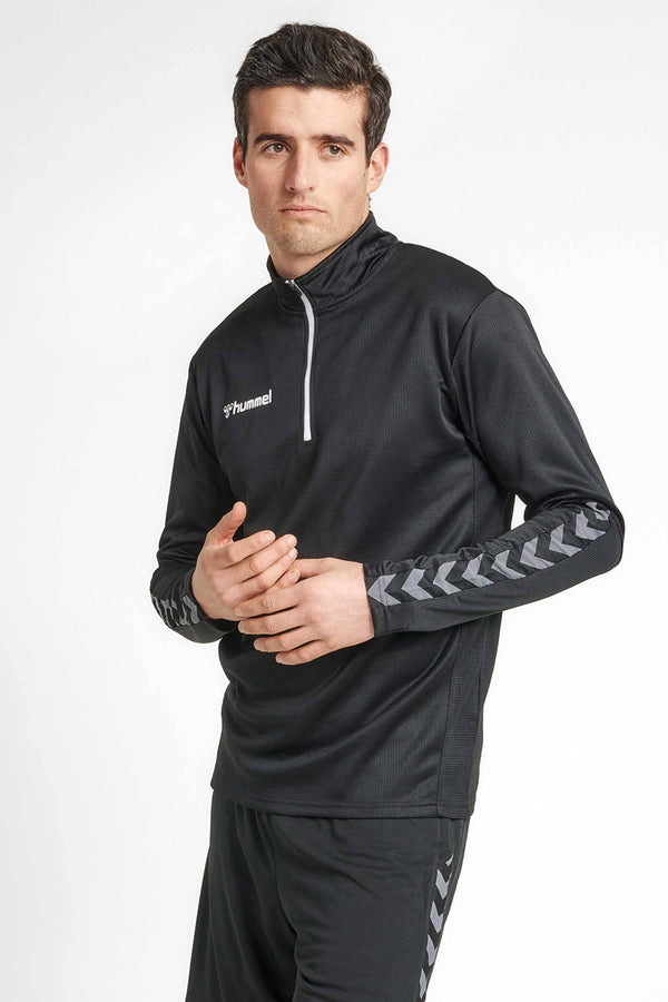 Elo Hummel Men's Arrow Panel Activewear Quarter Zipper Sweat Shirt Red