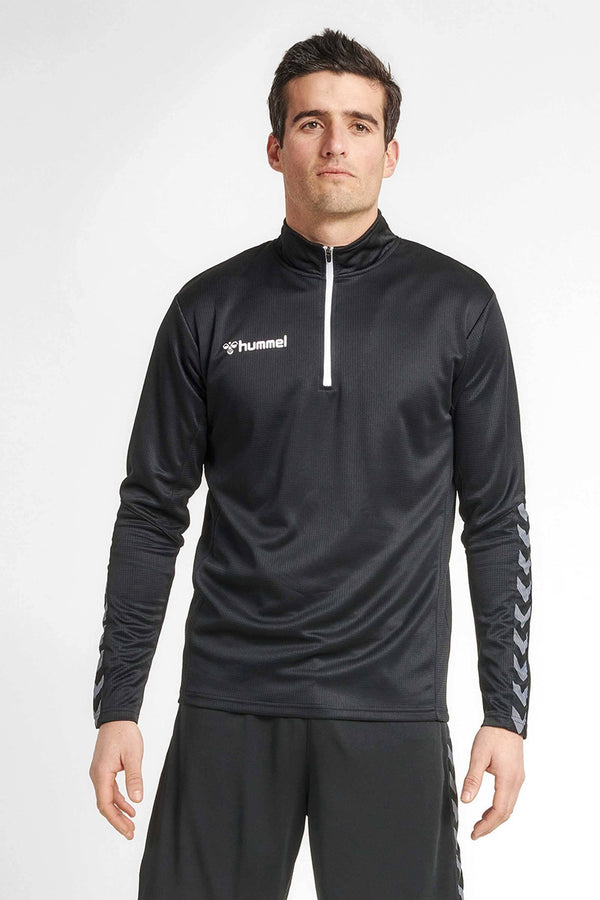 Elo Hummel Men's Arrow Panel Activewear Quarter Zipper Sweat Shirt Red