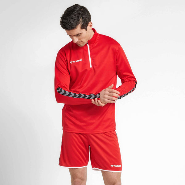 elo Hummel Men's Arrow Panel Activewear Quarter Zipper Sweat Shirt Red