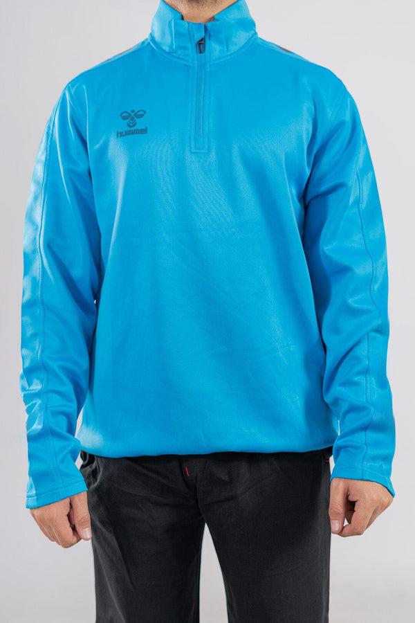 Elo Hummel Men's Shoulder Arrow Activewear Quarter Zipper Sweat Shirt Blue