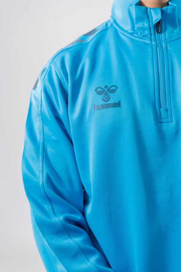 Elo Hummel Men's Shoulder Arrow Activewear Quarter Zipper Sweat Shirt Blue