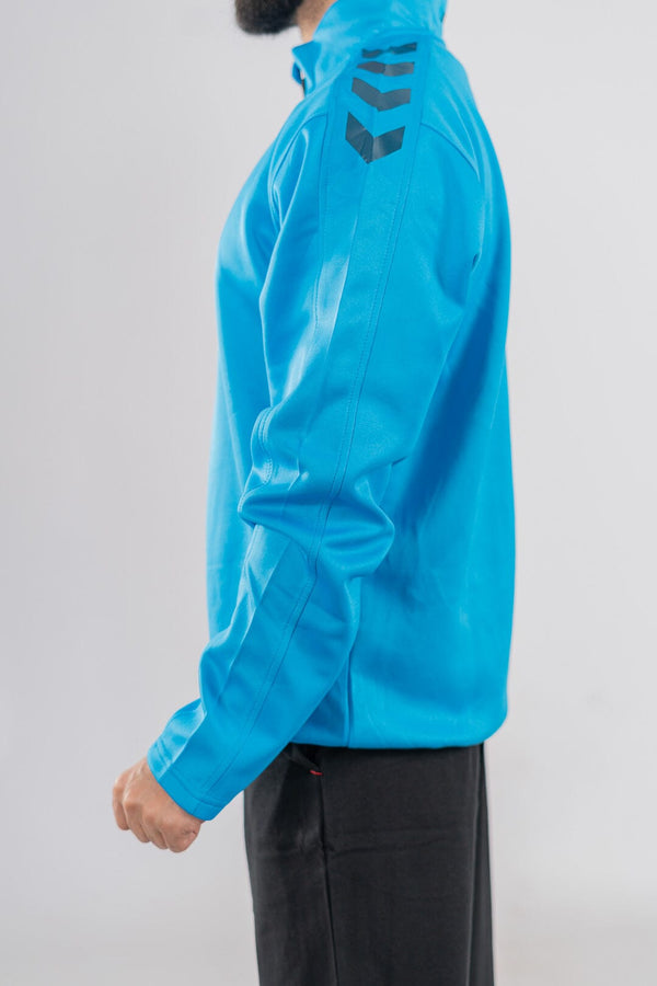 Elo Hummel Men's Shoulder Arrow Activewear Quarter Zipper Sweat Shirt Blue