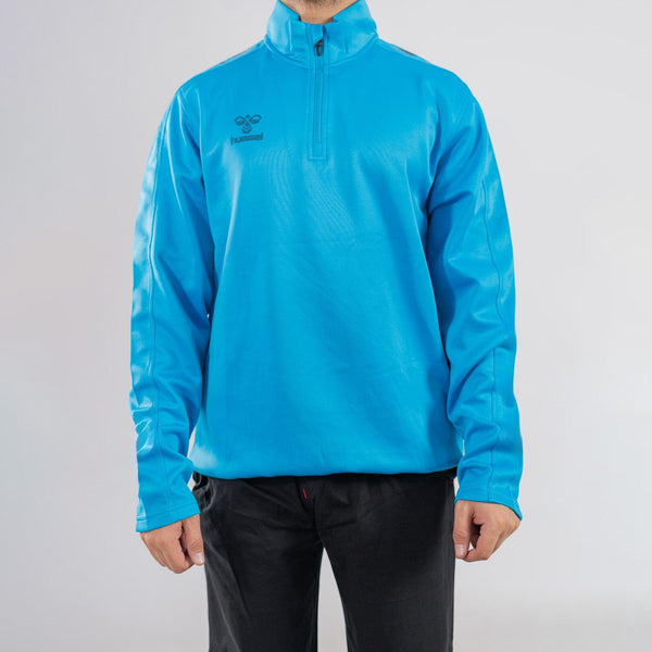 elo Hummel Men's Shoulder Arrow Activewear Quarter Zipper Sweat Shirt Blue