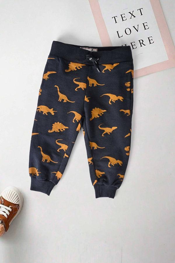elo Huntington Kid's Dinosaur Printed Terry Jogger Pants Navy