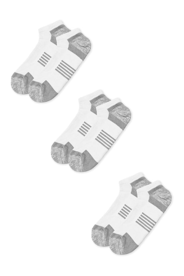 elo Identic Men's Low Cut Molo Terry Socks - Pack Of 3 White & Grey