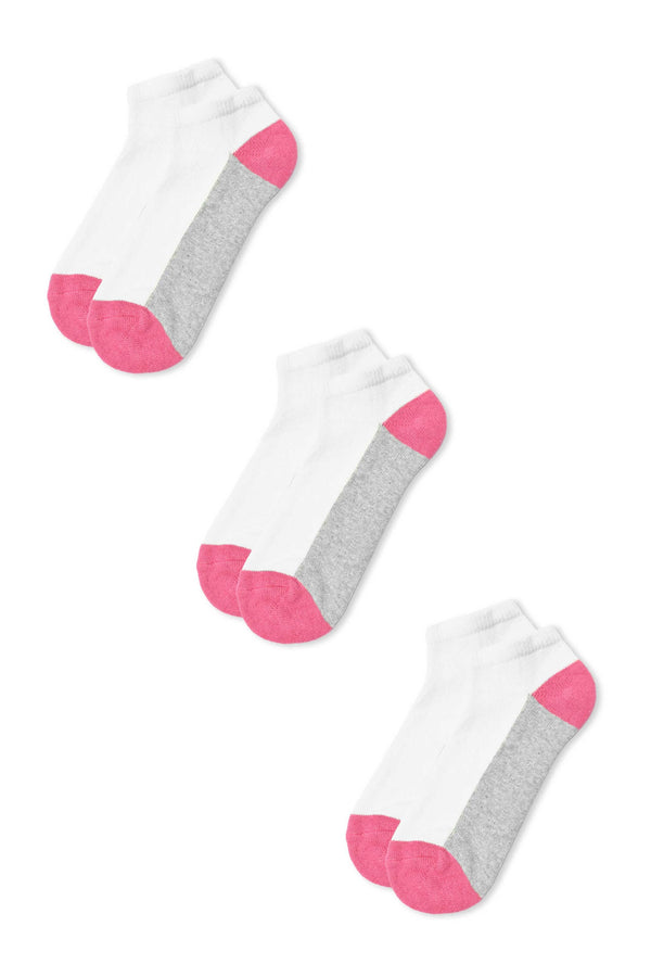 elo Identic Men's No Show Terry Socks - Pack Of 3 White & Pink