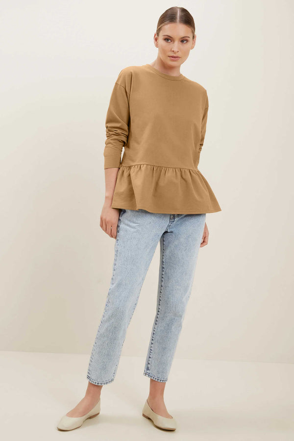 Elo Influence Women's Solid Design Terry Frock Shirt Beige