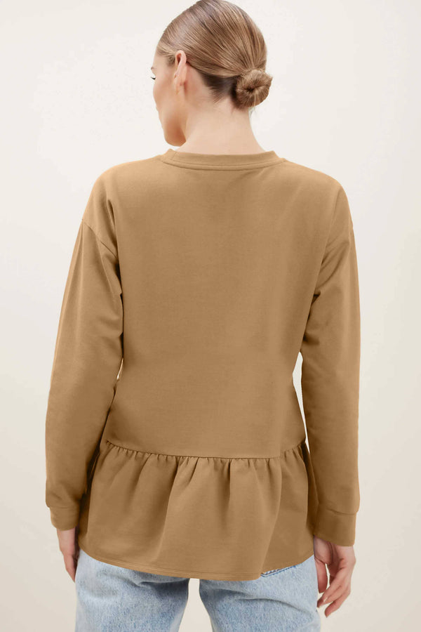 Elo Influence Women's Solid Design Terry Frock Shirt Beige