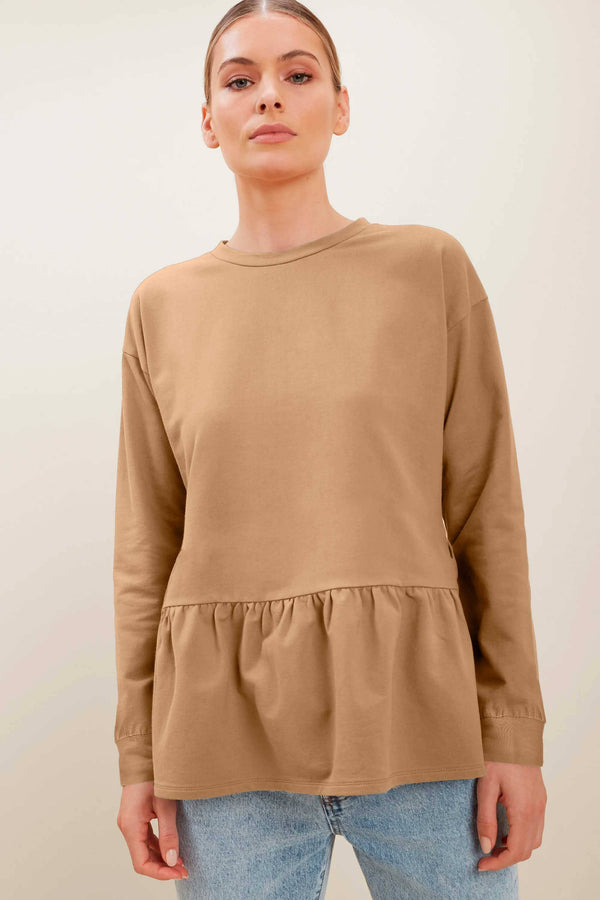 elo Influence Women's Solid Design Terry Frock Shirt Beige